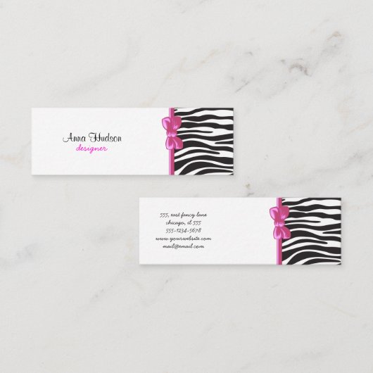 Zebra Print, Zebra Stripes, zwart en wit Mini Visitekaartje (Voorkant / Achterkant)