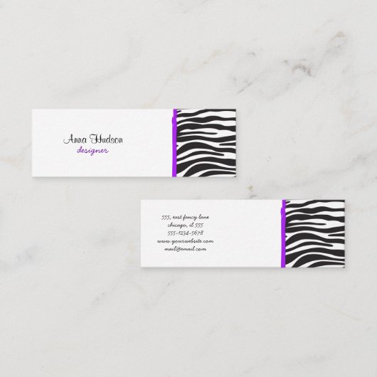 Zebra Print, Zebra Stripes, zwart en wit Mini Visitekaartje (Voorkant / Achterkant)