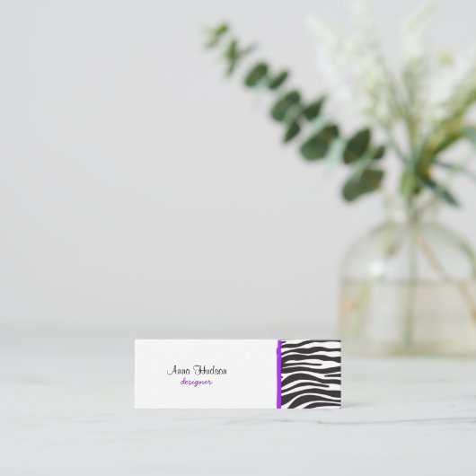 Zebra Print, Zebra Stripes, zwart en wit Mini Visitekaartje (Staand voorkant)