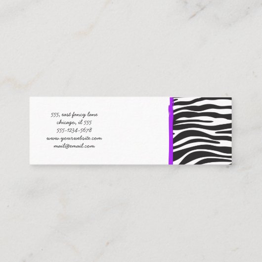 Zebra Print, Zebra Stripes, zwart en wit Mini Visitekaartje (Achterkant)