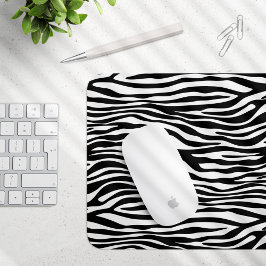 Zebra Print, Zebra Stripes, zwart en wit Muismat