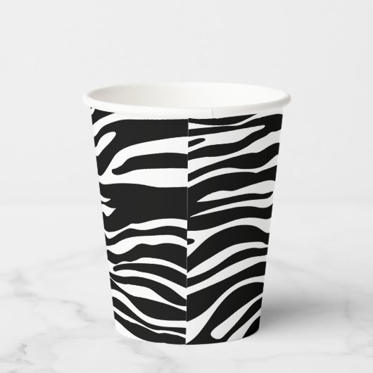 Zebra Print, Zebra Stripes, zwart en wit Papieren Bekers (Rechts)