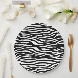 Zebra Print, Zebra Stripes, zwart en wit Papieren Bordje