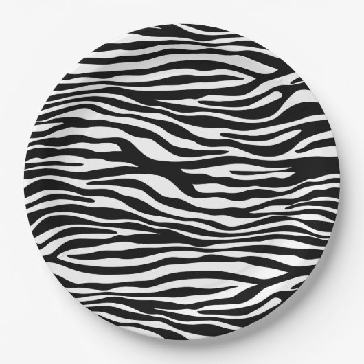 Zebra Print, Zebra Stripes, zwart en wit Papieren Bordje (Voorkant)