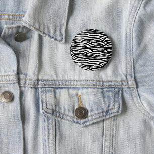Zebra Print, Zebra Stripes, zwart en wit Ronde Button 5,7 Cm