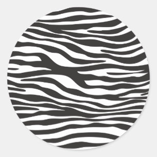 Zebra Print, Zebra Stripes, zwart en wit Ronde Sticker