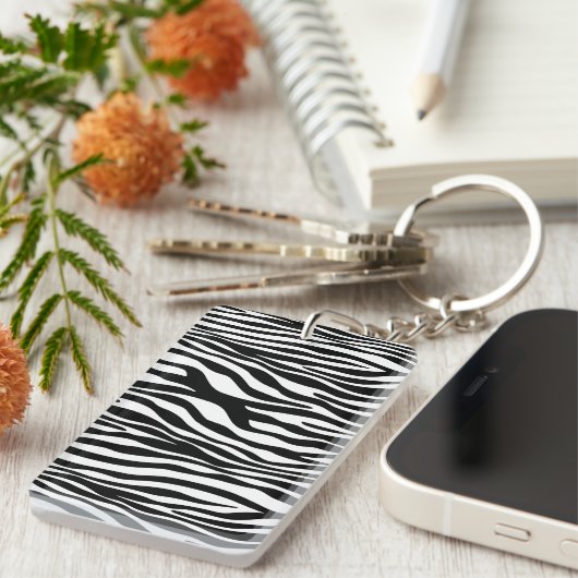 Zebra Print, Zebra Stripes, zwart en wit Sleutelhanger (Voorkant Rechts)