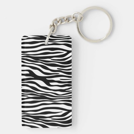 Zebra Print, Zebra Stripes, zwart en wit Sleutelhanger (achterkant)