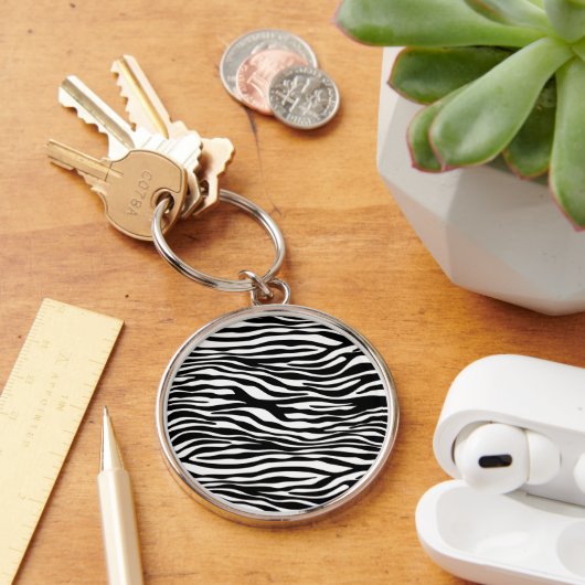 Zebra Print, Zebra Stripes, zwart en wit Sleutelhanger (Bureau)