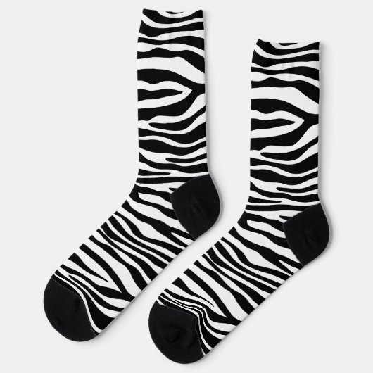 Zebra Print, Zebra Stripes, zwart en wit Sokken (Links)