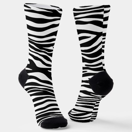 Zebra Print, Zebra Stripes, zwart en wit Sokken (Gebogen)