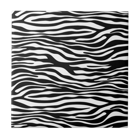 Zebra Print, Zebra Stripes, zwart en wit Tegeltje (Voorkant)
