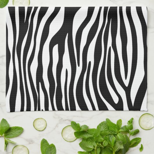Zebra Print, Zebra Stripes, zwart en wit Theedoek (Gevouwen)