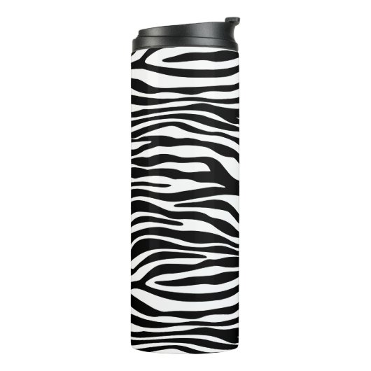 Zebra Print, Zebra Stripes, zwart en wit Thermosbeker (Gedraaid links)