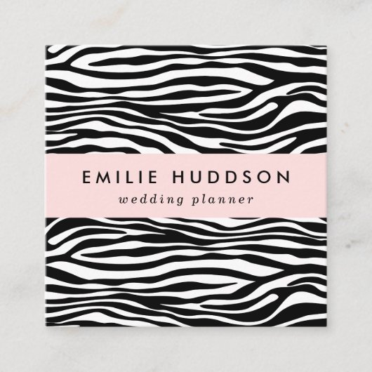Zebra Print, Zebra Stripes, zwart en wit Vierkante Visitekaartje (Voorkant)