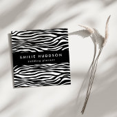 Zebra Print, Zebra Stripes, zwart en wit Vierkante Visitekaartje