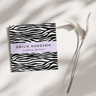Zebra Print, Zebra Stripes, zwart en wit Vierkante Visitekaartje