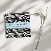 Zebra Print, Zebra Stripes, zwart en wit Vierkante Visitekaartje