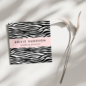 Zebra Print, Zebra Stripes, zwart en wit Vierkante Visitekaartje