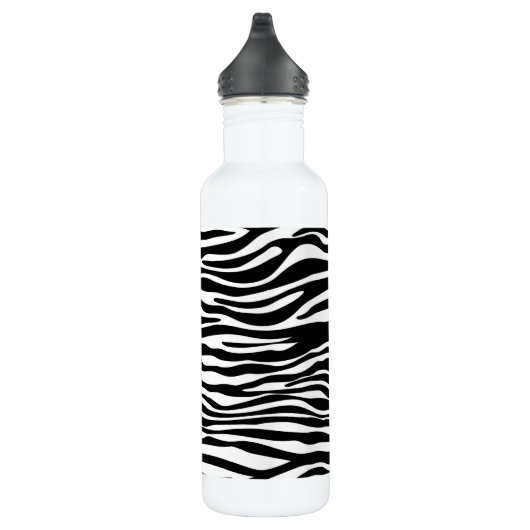 Zebra Print, Zebra Stripes, zwart en wit Waterfles (Rechts)