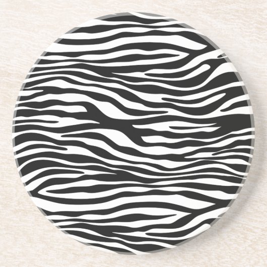 Zebra Print, Zebra Stripes, zwart en wit Zandsteen Onderzetter (Voorkant)