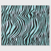 Zebra Print Zwart en Blauwgroen Turquoise Cadeaupapier (Vlak)