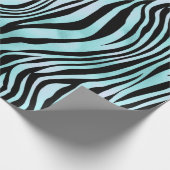 Zebra Print Zwart en Blauwgroen Turquoise Cadeaupapier (Hoek)