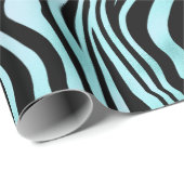 Zebra Print Zwart en Blauwgroen Turquoise Cadeaupapier (Rol Hoek)