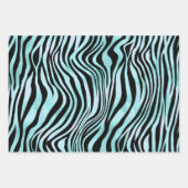 Zebra Print Zwart en Blauwgroen Turquoise en Wit Inpakpapier Vel (Voorkant)