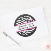 Zebra Print Zwart en Hot Pink Classic Ronde Stick Ronde Sticker (Envelop)