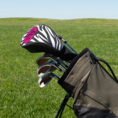 Zebra Print Zwart, Wit, & Roze Monogram Lady Golfheadcover (Insitu)