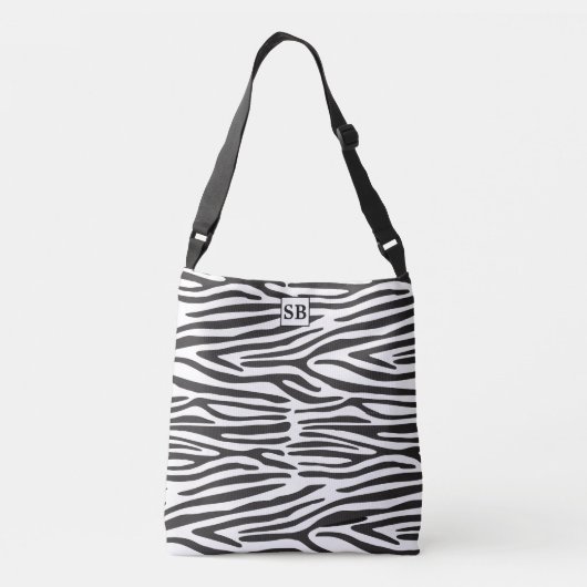 Zebra Print Zwart-wit Strepen Crossbody Tas (Achterkant)