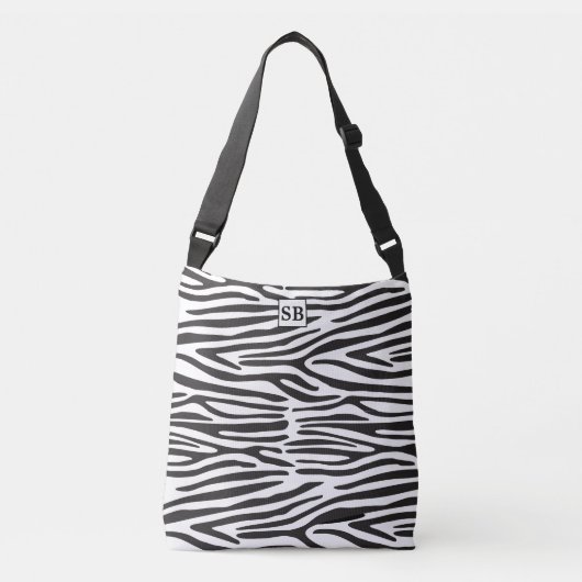 Zebra Print Zwart-wit Strepen Crossbody Tas (Voorkant)