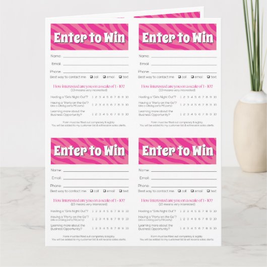 Zebra Printable Vendor Slips – Editable Download Kaart (Voorkant)