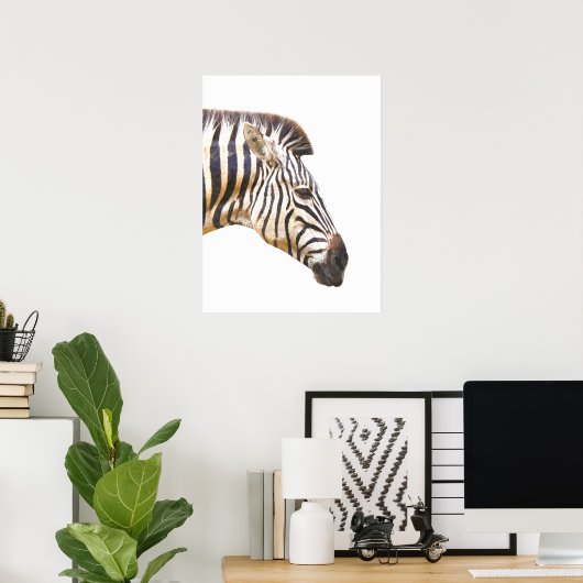 Zebra profiel dierportret oerwoud poster (Thuiskantoor)