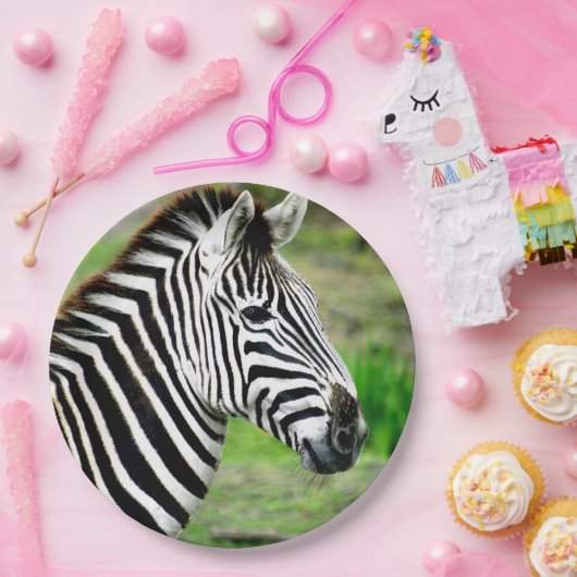 Zebra profiel papieren bordje (Feest)
