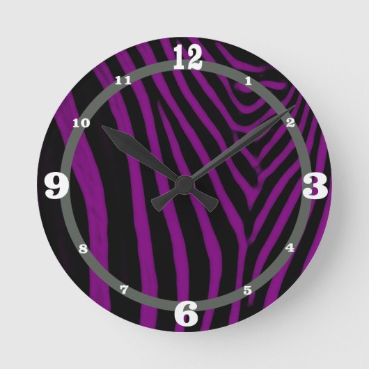 Zebra- Purple With Gray Accent Ronde Klok (Voorkant)
