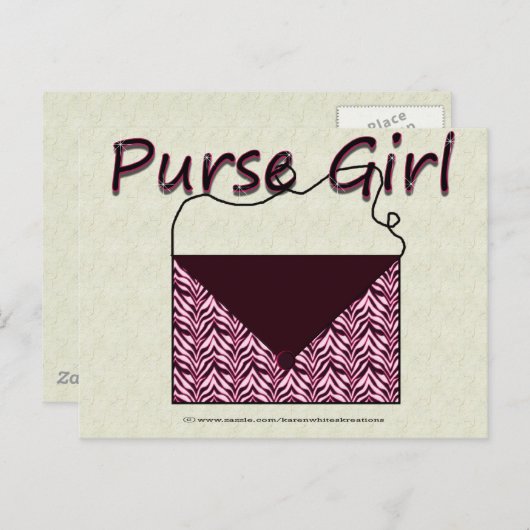 Zebra Purse Girl Briefkaart (Voorkant / Achterkant)