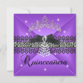Zebra Quinceanera 15e Verjaardagsfeest Paarse Zwar Kaart (Voorkant)