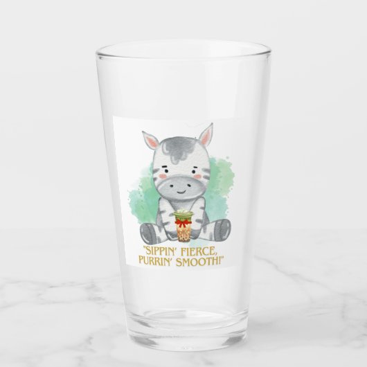 zebra quote cartoon drink bobba tea glas (Voorkant)