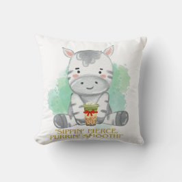 zebra quote cartoon drink bobba tea kussen