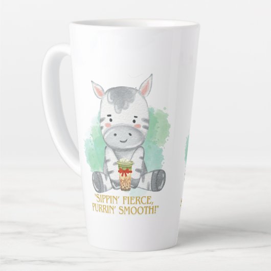 zebra quote cartoon drink bobba tea latte mok (Linkerhoek)