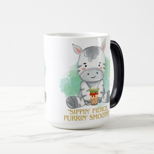 zebra quote cartoon drink bobba tea magische mok (Voorkant rechts)