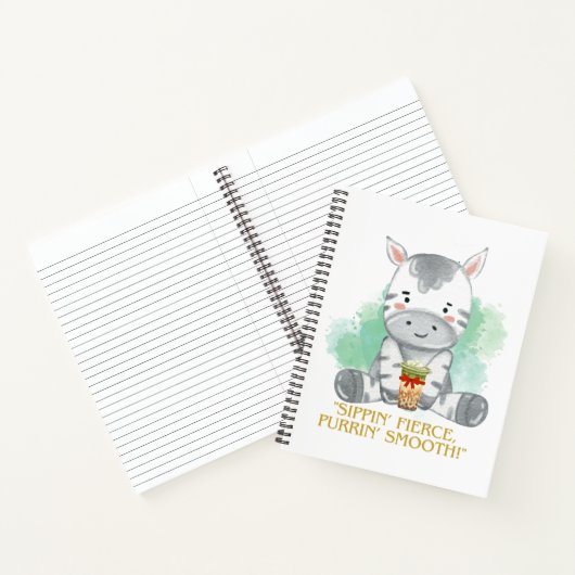 zebra quote cartoon drink bobba tea notitieboek (Binnen)