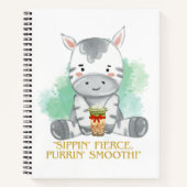 zebra quote cartoon drink bobba tea notitieboek (Voorkant)