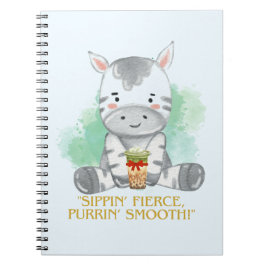 zebra quote cartoon drink bobba tea notitieboek