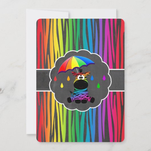 Zebra Rainbow Baby shower Invitation Kaart (Achterkant)