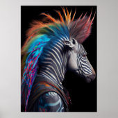 Zebra Rainbow Mohawk - Weirdcore Rainbow Punk Poster (Voorkant)