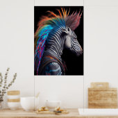 Zebra Rainbow Mohawk - Weirdcore Rainbow Punk Poster (Keuken)