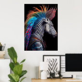 Zebra Rainbow Mohawk - Weirdcore Rainbow Punk Poster (Thuiskantoor)